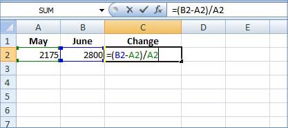 excel formula percentage cell divide percentages minus then decrease increase type value either each