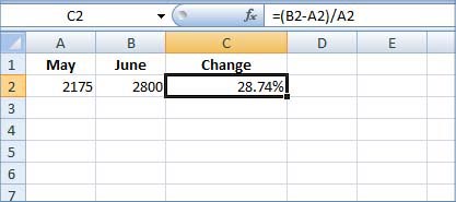 Excel Percentage Formula